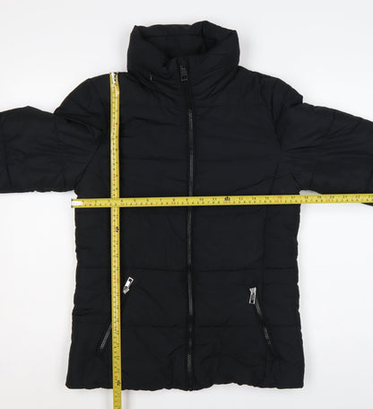 Marks and Spencer Women Black UK 8 Puffer Jacket Quilted Zip