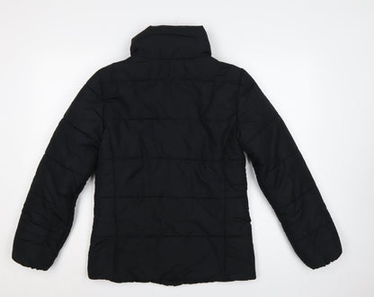 Marks and Spencer Women Black UK 8 Puffer Jacket Quilted Zip