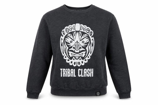 Front view of F496 Freedom unisex black s tribal tiger graphic sweatshirt