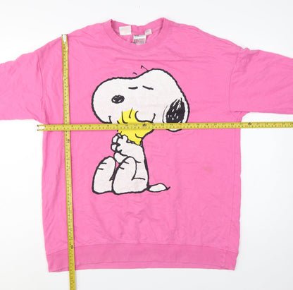 H&M Women’s Pink M Snoopy Woodstock Cartoon Long Sleeve Sweatshirt