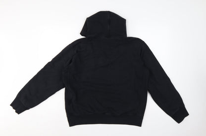 Uniqlo Unisex Adults Black M Pullover Hoodie Cotton Hooded Pockets