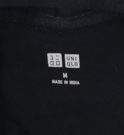 Uniqlo Unisex Adults Black M Pullover Hoodie Cotton Hooded Pockets