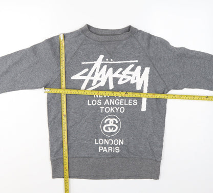 Stussy x Champion Unisex Grey S Pullover Logo Sweatshirt