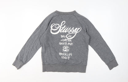 Stussy x Champion Unisex Grey S Pullover Logo Sweatshirt
