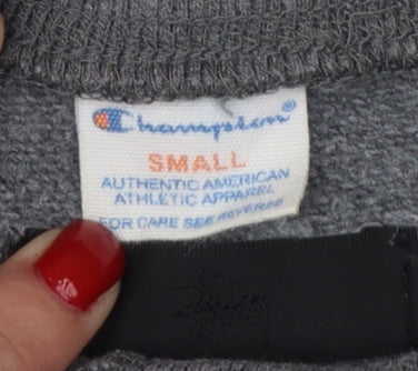 Stussy x Champion Unisex Grey S Pullover Logo Sweatshirt