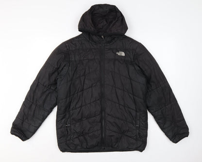 The North Face Boys Black XL Puffer Jacket Hooded Quilted Full Zip