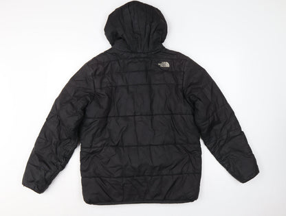 The North Face Boys Black XL Puffer Jacket Hooded Quilted Full Zip