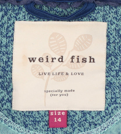 Weird Fish Women’s Blue Hooded Fleece Jacket Size 14 Full Zip