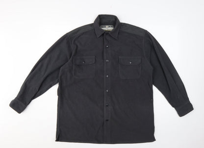 Jerzees Men’s Black Small Fleece Snap Shirt Jacket Outdoor Workwear
