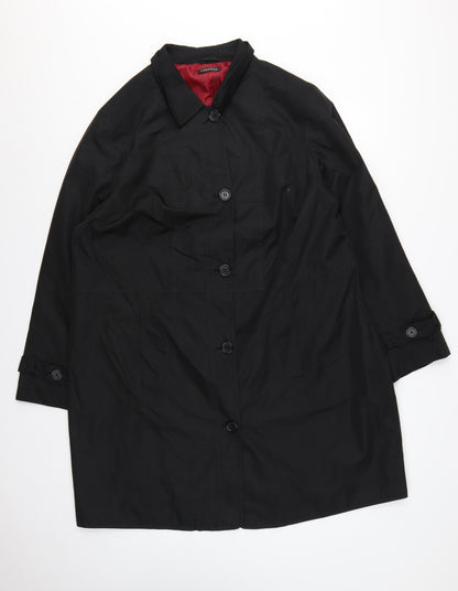 Essence Evans Women's Black UK 22 Mid-Length Button Overcoat Lined