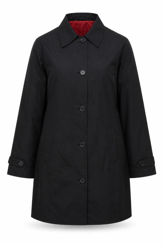 Essence Evans Women's Black UK 22 Mid-Length Button Overcoat Lined