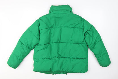New Look Women’s Green UK 10 Quilted Puffer Jacket Full Zip