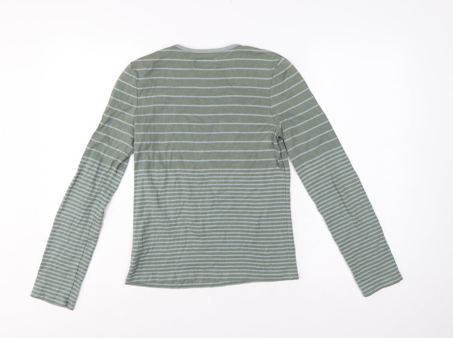 Jigsaw Women’s Green L Basic Striped Cotton Long Sleeve T-Shirt