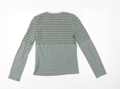 Jigsaw Women’s Green L Basic Striped Cotton Long Sleeve T-Shirt