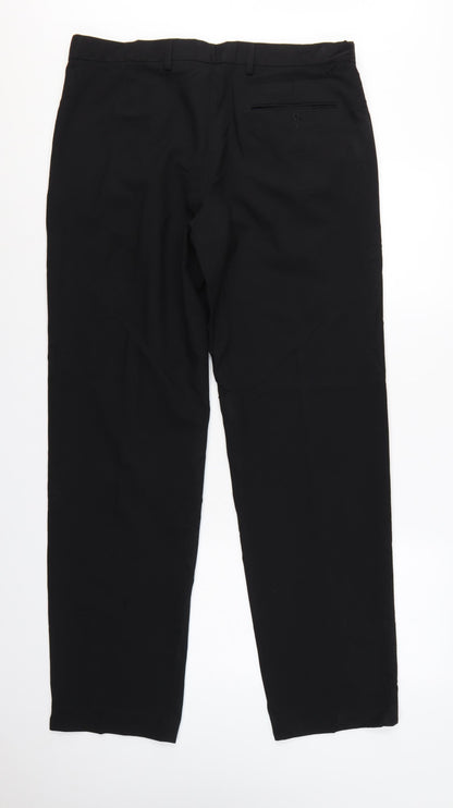Marks and Spencer Men Black 33in Regular Straight Dress Trousers