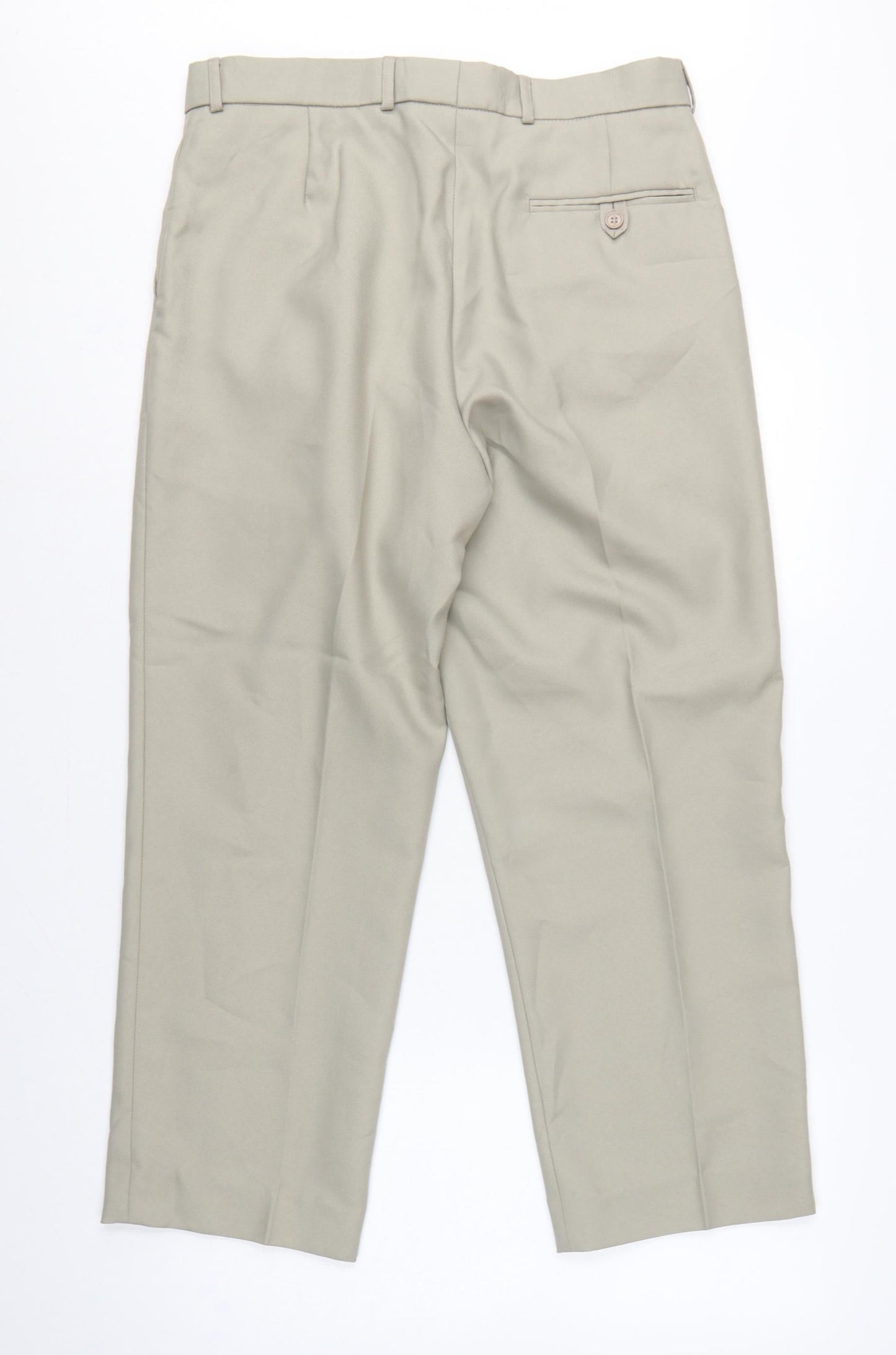 Premier Man Men's Beige 34S Pleated Tapered Dress Trousers