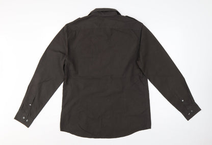 Next Men’s Black M Military Long Sleeve Button-Up Pocket Shirt