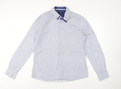 Next Tailoring Men’s Blue Geometric Slim Fit XL Cotton Shirt