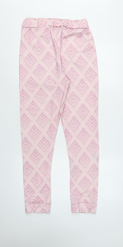 Pepsi x boohoo Women's Pink UK 8 Geometric Cuffed Jogger Trousers