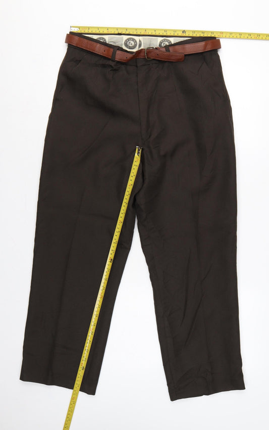 Premier Man Men's Black 34S Pleated Straight Dress Trousers