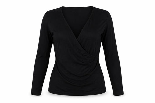 ASOS Women’s Black UK 14 Long Sleeve V-Neck Wrap Jersey Top