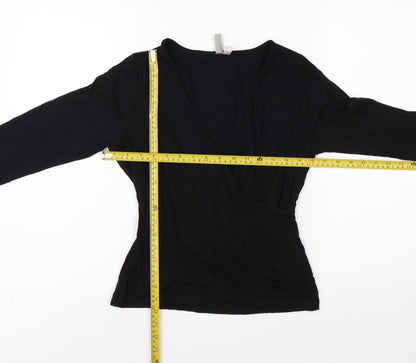 ASOS Women’s Black UK 14 Long Sleeve V-Neck Wrap Jersey Top