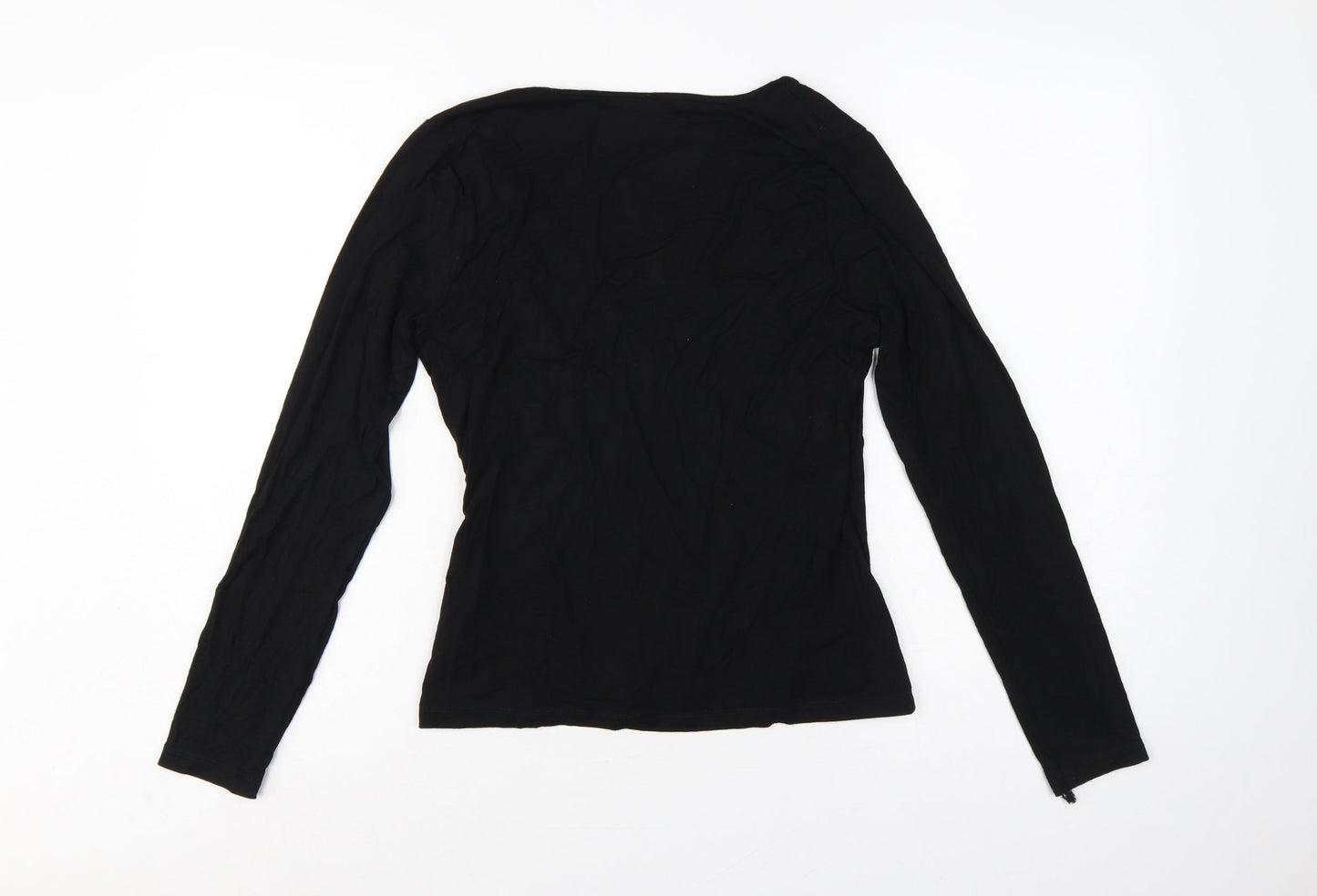ASOS Women’s Black UK 14 Long Sleeve V-Neck Wrap Jersey Top
