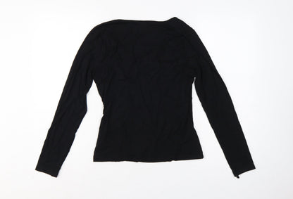 ASOS Women’s Black UK 14 Long Sleeve V-Neck Wrap Jersey Top