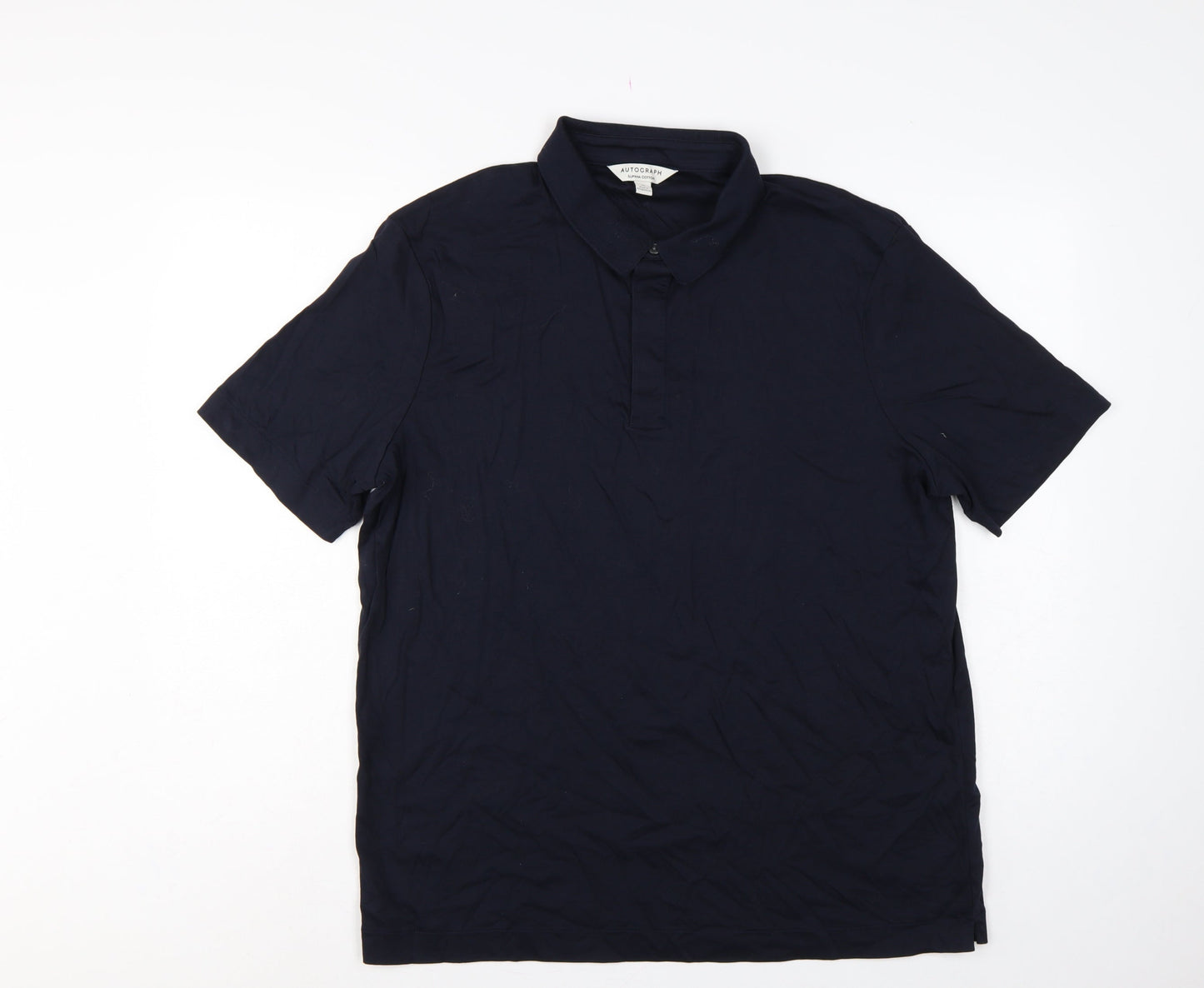 Autograph Men Blue XL Supima Cotton Short Sleeve Polo Shirt