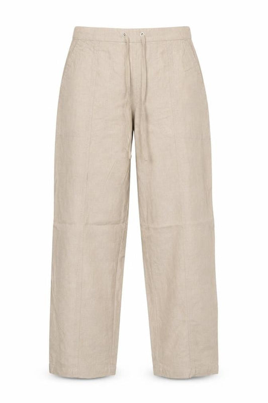 Isle Women’s Beige Size 10 Cotton Drawstring Straight Leg Trousers