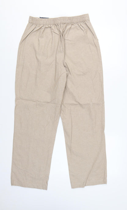 Isle Women’s Beige Size 10 Cotton Drawstring Straight Leg Trousers