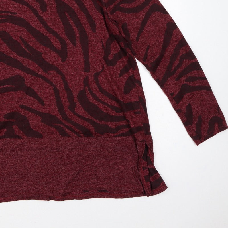 Roman Women Red M Zebra Print Long Sleeve Round Neck Tunic Jumper