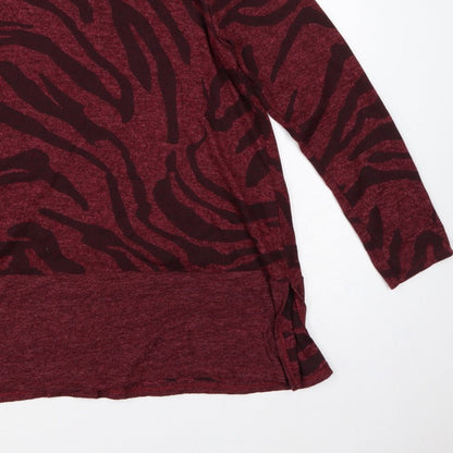 Roman Women Red M Zebra Print Long Sleeve Round Neck Tunic Jumper