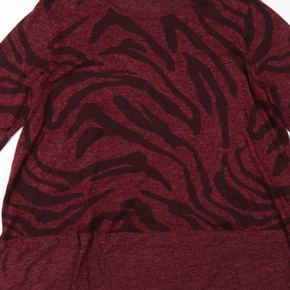 Roman Women Red M Zebra Print Long Sleeve Round Neck Tunic Jumper