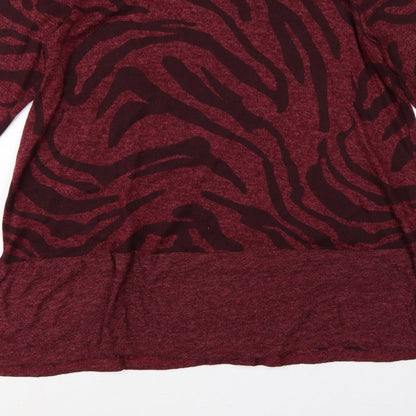 Roman Women Red M Zebra Print Long Sleeve Round Neck Tunic Jumper