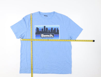 Bench Men's Blue XXL City Skyline Graphic Print Crew Neck T-Shirt