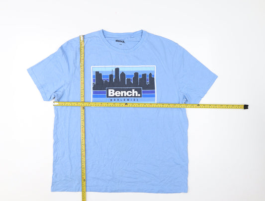 Bench Men's Blue XXL City Skyline Graphic Print Crew Neck T-Shirt