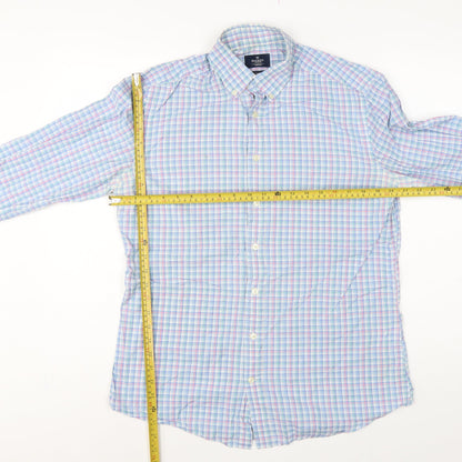 Hackett London Men’s Blue Check Slim Fit Cotton Shirt Medium