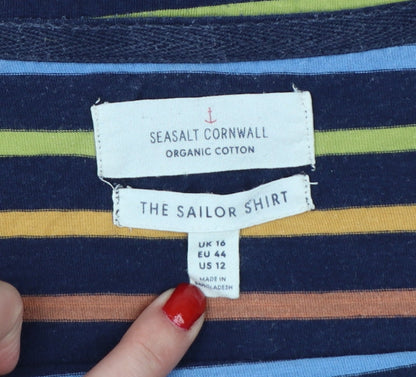 Seasalt Cornwall Women’s Multicoloured Stripe Jersey Sailor Top UK 16