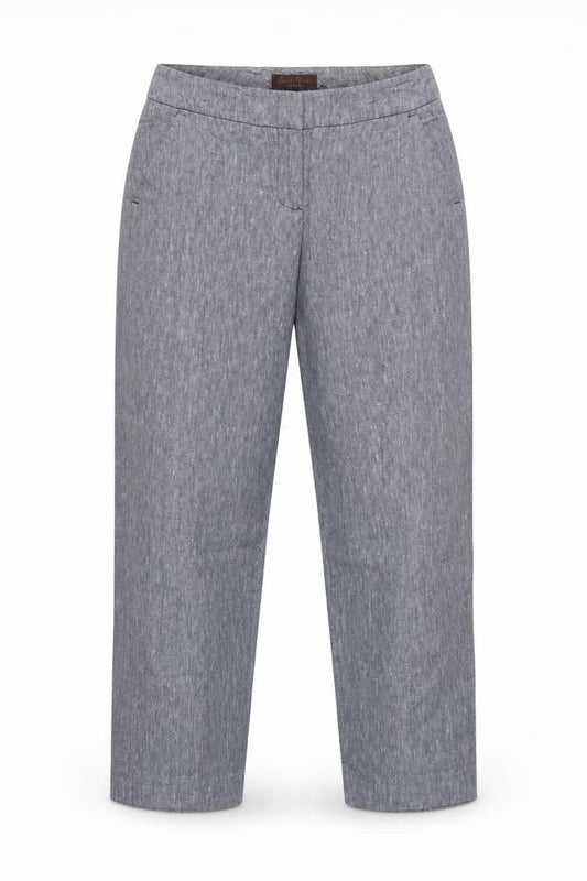 Great Plains Women Grey UK 10 Cotton Chambray Straight Trousers Pockets