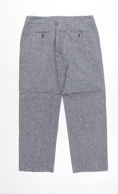 Great Plains Women Grey UK 10 Cotton Chambray Straight Trousers Pockets