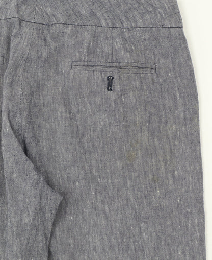 Great Plains Women Grey UK 10 Cotton Chambray Straight Trousers Pockets