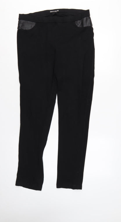 DKNY Jeans Women Black M Straight Leg Pull-On Trousers Pockets