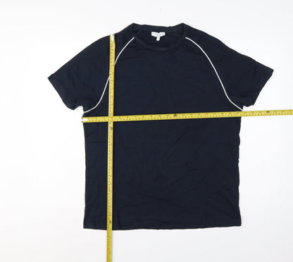 Reiss Men’s Blue L Cotton Crew Neck Contrast Trim T-Shirt