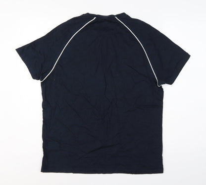 Reiss Men’s Blue L Cotton Crew Neck Contrast Trim T-Shirt