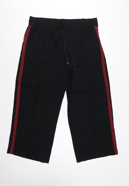Marks & Spencer Women Black Size 20 Short Wide-Leg Stripe Trousers