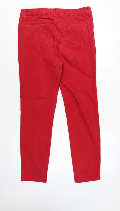 Bandolino Women’s Red UK 10 Mid Rise Skinny Stretch Jeans