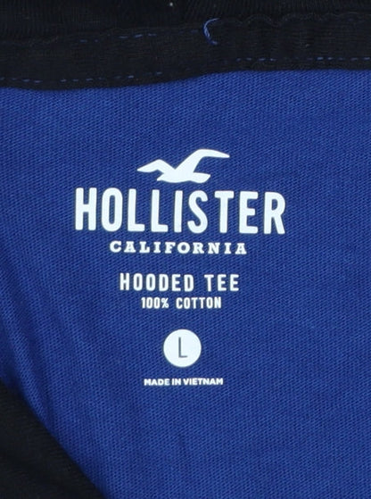 Hollister Men’s Blue L Hooded Tee Pullover Logo Cotton Hoodie