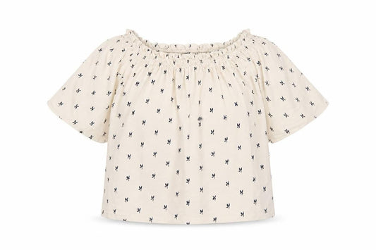 Marks & Spencer Women Ivory Floral Off Shoulder Blouse Size 14 3/4 Bell Sleeve