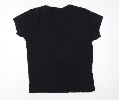 Pull&Bear Men’s Black XL Mountain Graphic Print Crew Neck T-Shirt